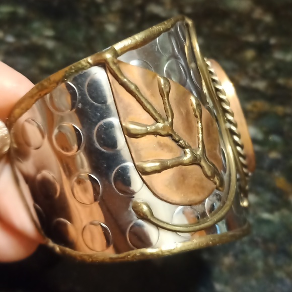 Bohemian Hand Crafted Blue Turquoise Wide Cuff Bracelet BOHO - Picture 4 of 6